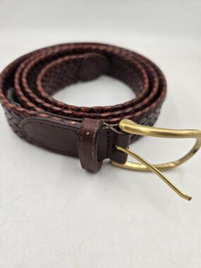 Perry Ellis Portfolio Braided Bonded Leather Belt Brown Vintage